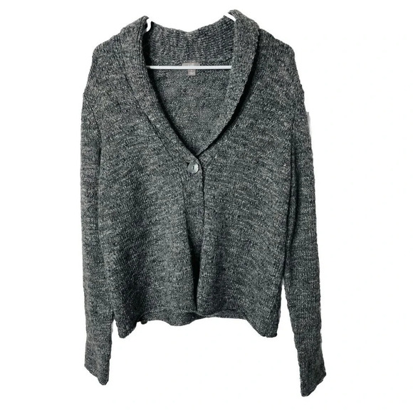 J Jill Open Cardigan Sz M Gray One Button Knit Wool Alpaca Blend Business Casual - Picture 1 of 8